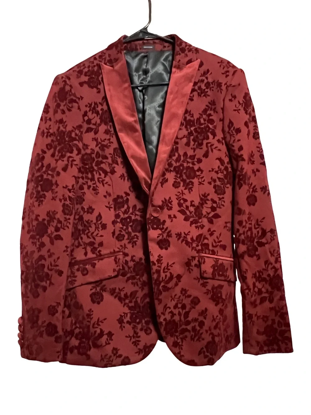 NWT Ferrari Slim Fit Evening Edition Floral Blazer 38H Burgundy Formal Jacket